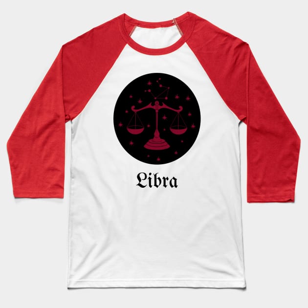 LIBRA ZODIAC SIGN Baseball T-Shirt by Top To Bottom